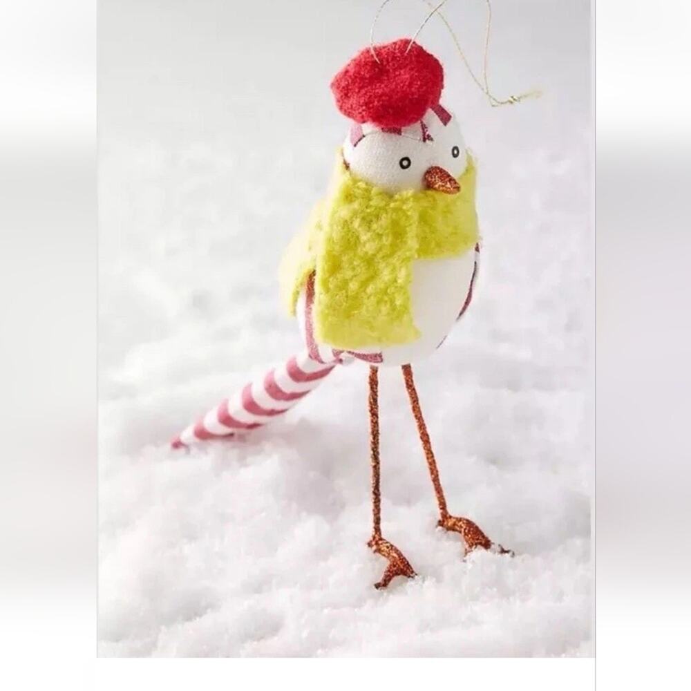 Anthropologie Ornament OISEAU French Bird Red Hat Scarf ANN WOOD Christmas